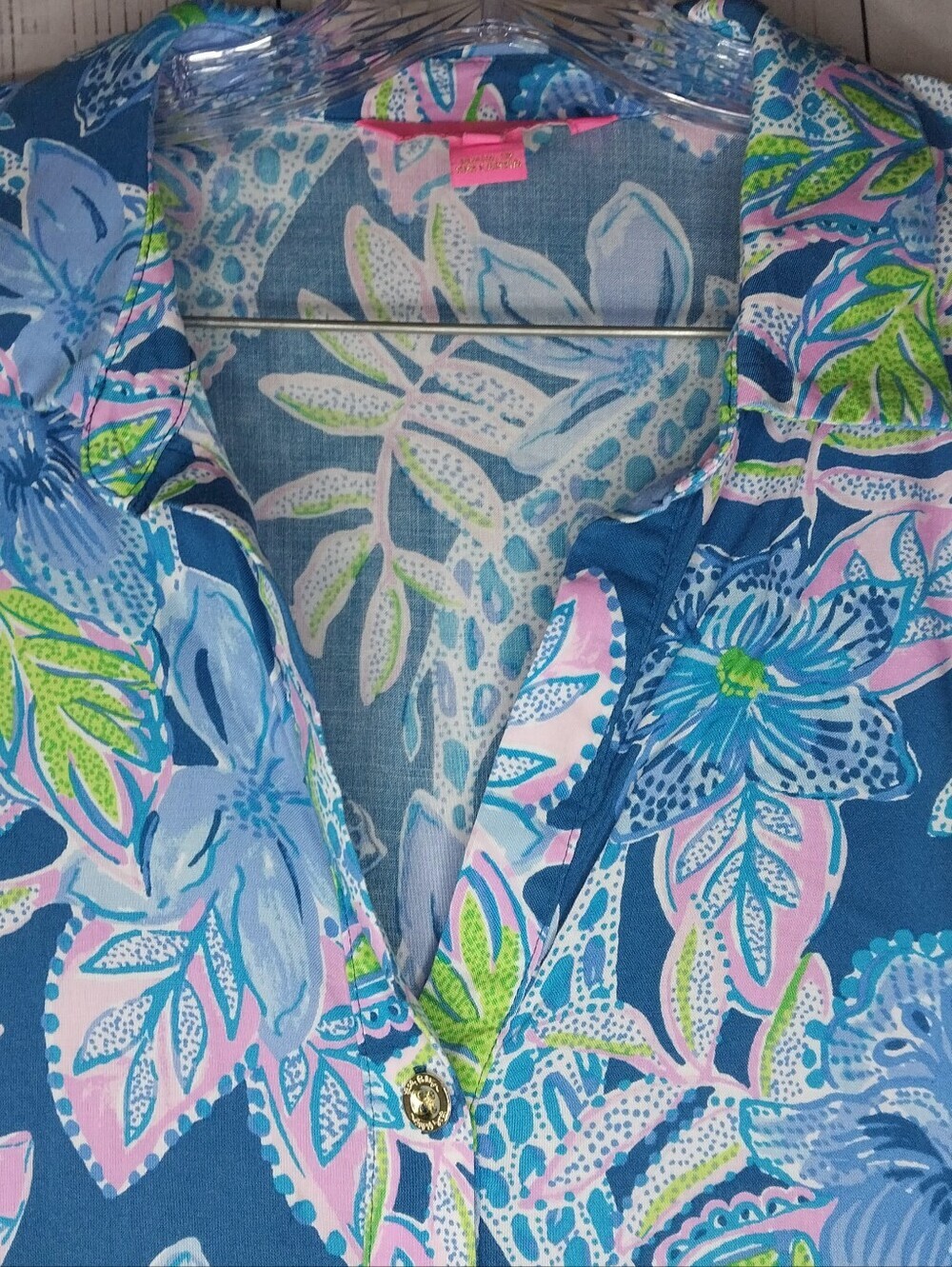 Lilly Pultizer Lillith Floral Popover Resortwear Preppy Tunic In Macaw Blue - Picture 6 of 10